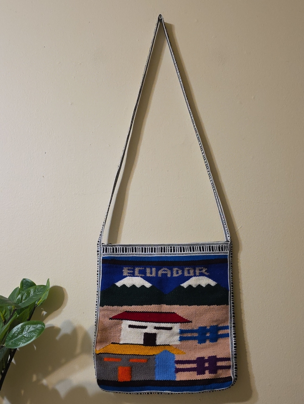Wool Woven Crossbody Bag Handmade Artisan Ecuador Multi Colored O/S